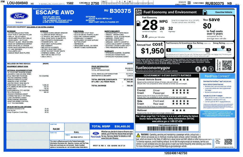 Certified 2024 Ford Escape ST-Line w/ Tech Pack #1 AWD/4WD image 12