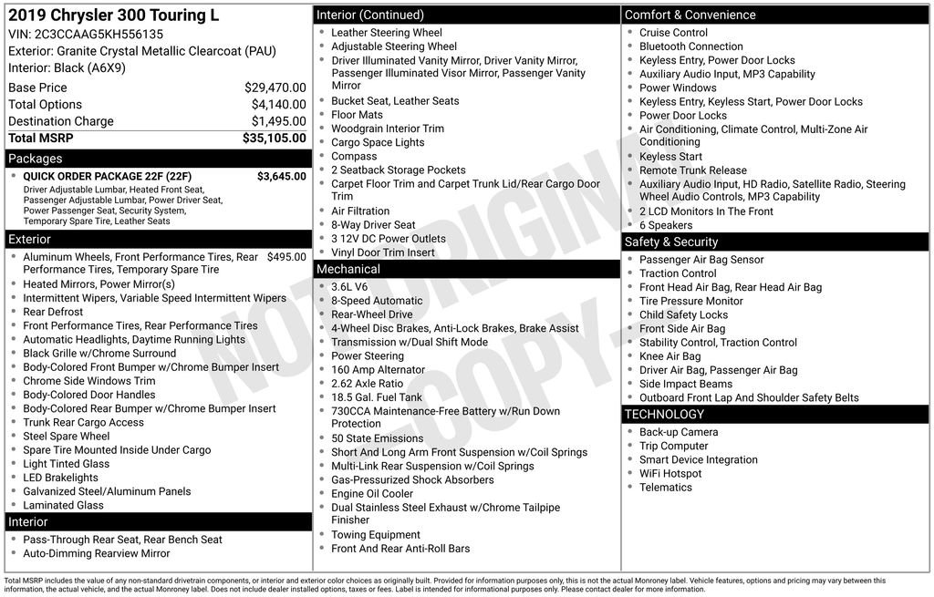 Used 2019 Chrysler 300 Touring L w/ Quick Order Package 22F image 8