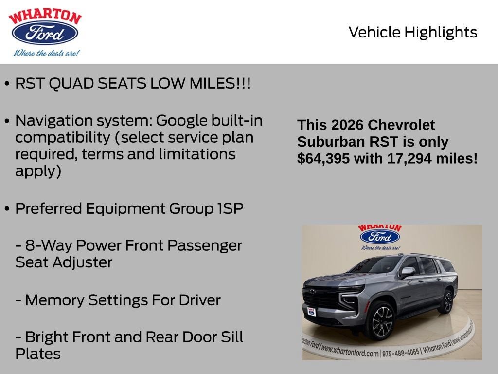 Used 2026 Chevrolet Suburban RST w/ Comfort Package RWD image 6