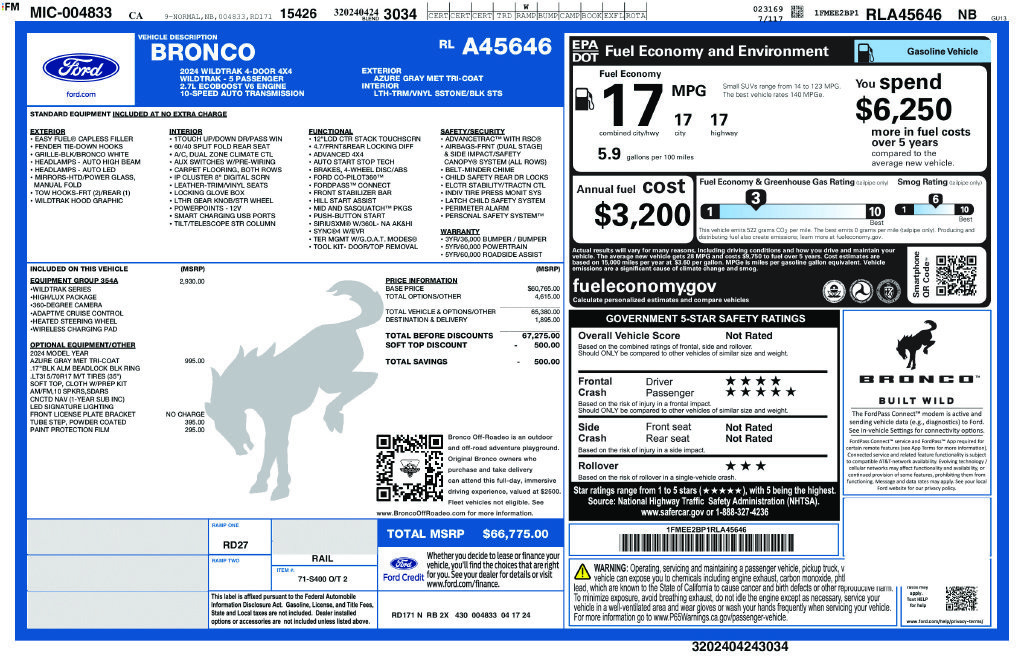 Certified 2024 Ford Bronco Wildtrak AWD/4WD image 3