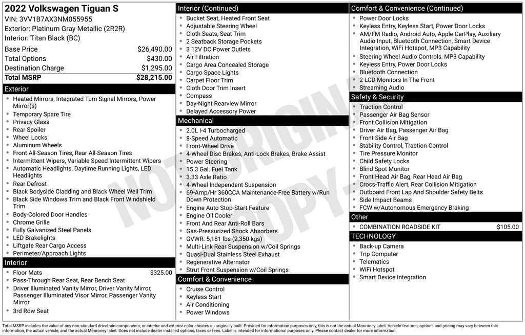 Used 2022 Volkswagen Tiguan S image 8
