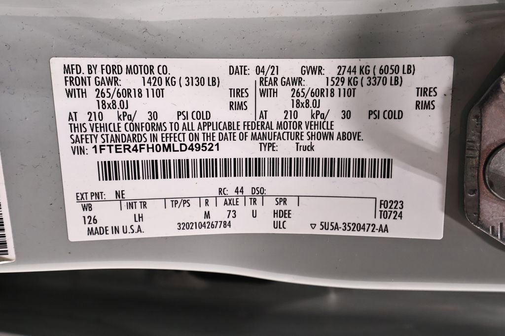 Certified 2021 Ford Ranger XLT w/ Equipment Group 301A Mid image 44