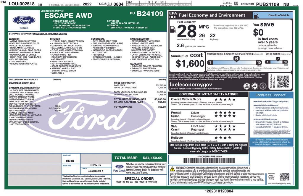 Certified 2023 Ford Escape ST-Line w/ Tech Pack #1 image 32