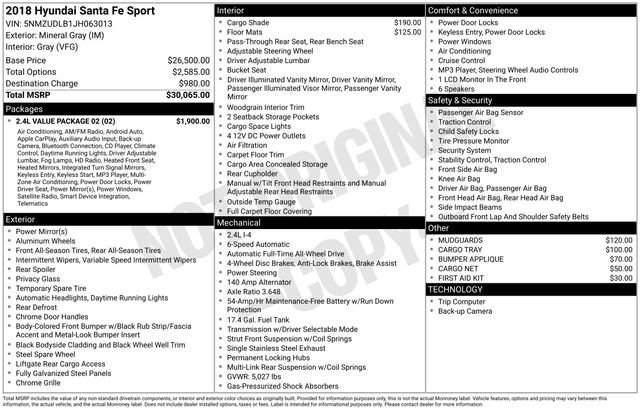 Used 2018 Hyundai Santa Fe Sport w/ 2.4L Value Package 02 image 2