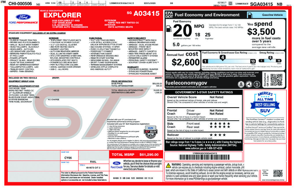 Certified 2025 Ford Explorer ST AWD/4WD image 35