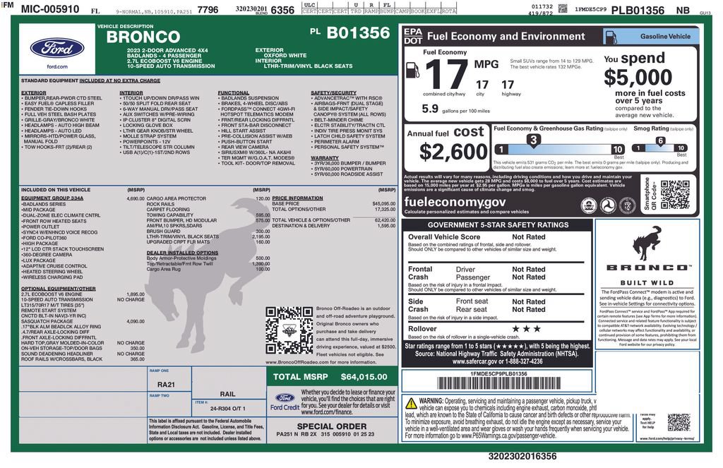 Certified 2023 Ford Bronco Badlands AWD/4WD image 9