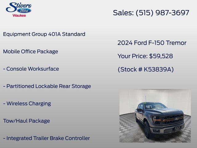 Certified 2024 Ford F150 Tremor w/ Bed Utility Package AWD/4WD image 8