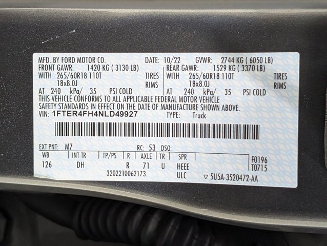 Certified 2022 Ford Ranger Lariat w/ Equipment Group 501A High AWD/4WD image 23