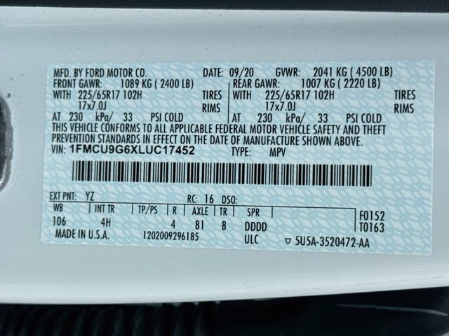 Certified 2020 Ford Escape SE AWD/4WD image 40