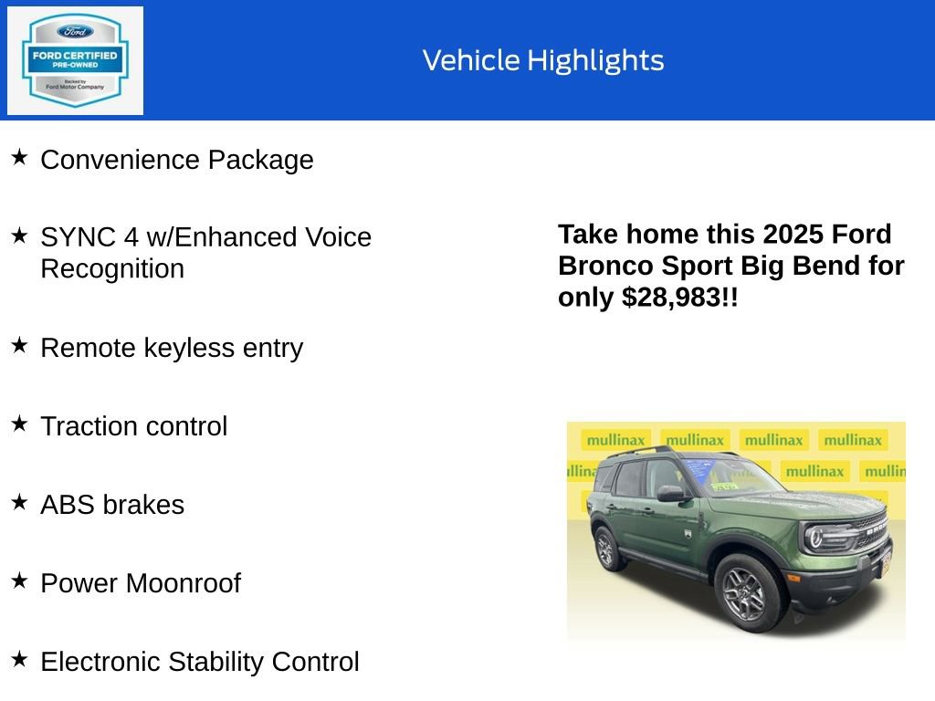 Certified 2025 Ford Bronco Sport Big Bend w/ Convenience Package image 10