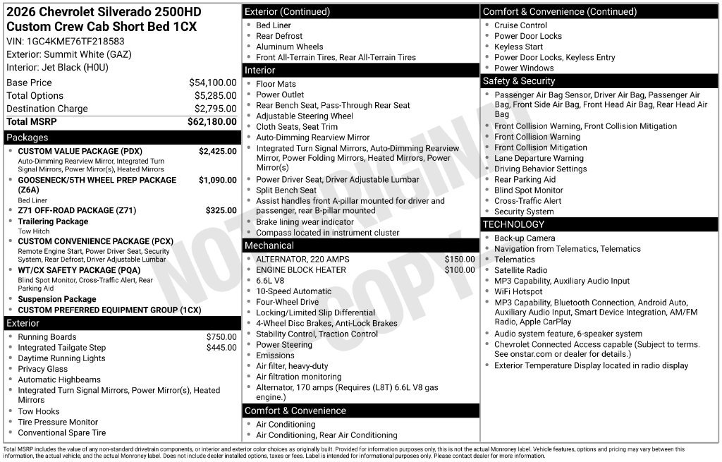 Used 2026 Chevrolet Silverado 2500 Custom w/ Custom Value Package AWD/4WD image 37