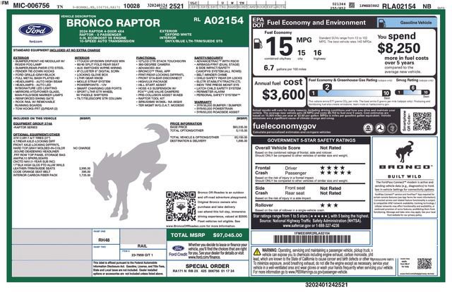 Certified 2024 Ford Bronco Raptor w/ Interior Carbon Fiber Pack 6 image 19