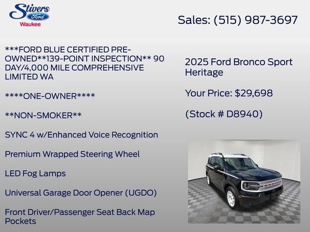 Certified 2025 Ford Bronco Sport Heritage w/ Convenience Package AWD/4WD image 16