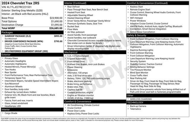 Used 2024 Chevrolet Trax RS w/ Sunroof Package image 37