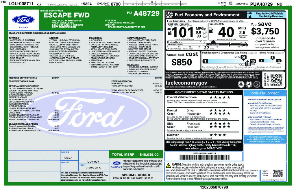 Certified 2023 Ford Escape SE w/ PHEV Premium Package FWD image 6