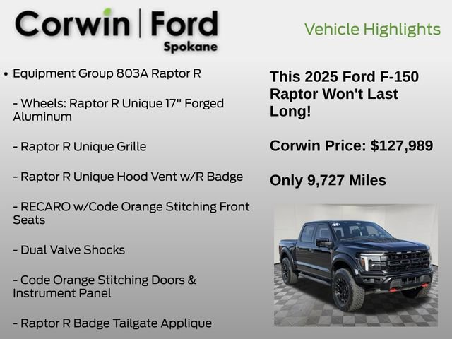 Certified 2025 Ford F150 Raptor w/ Equipment Group 803A Raptor R image 13