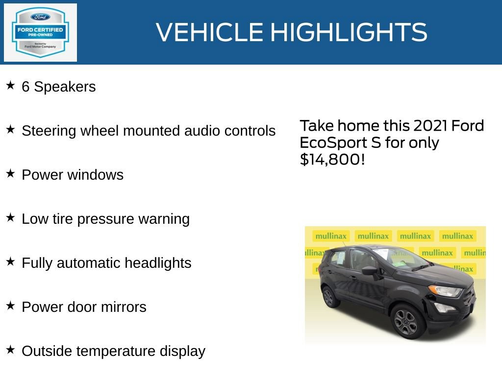 Certified 2021 Ford EcoSport S FWD image 23