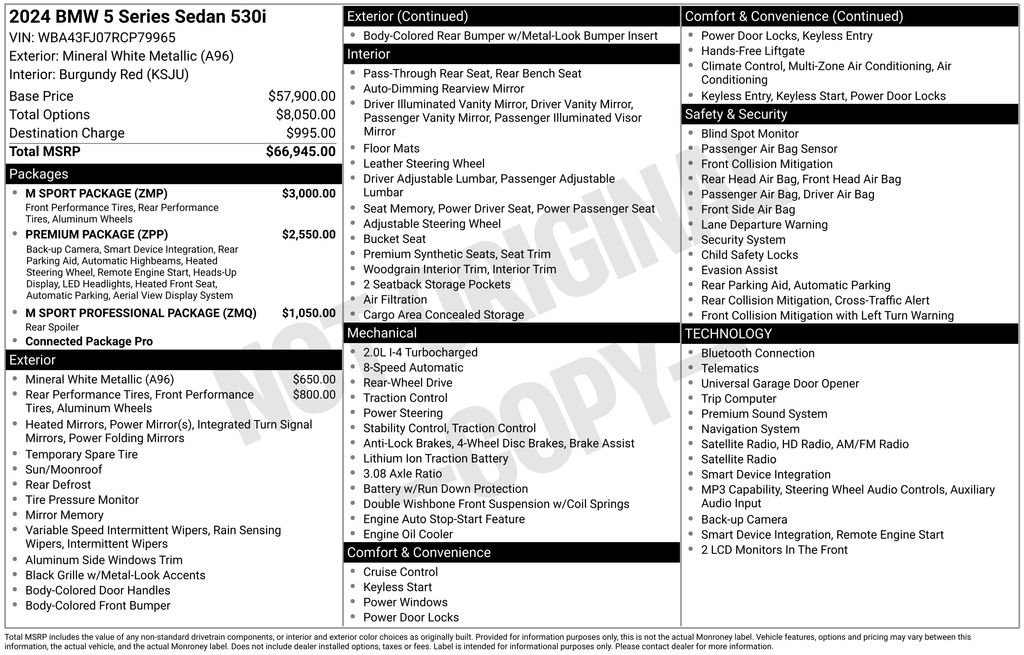 Used 2024 BMW 530i w/ M Sport Package RWD image 6