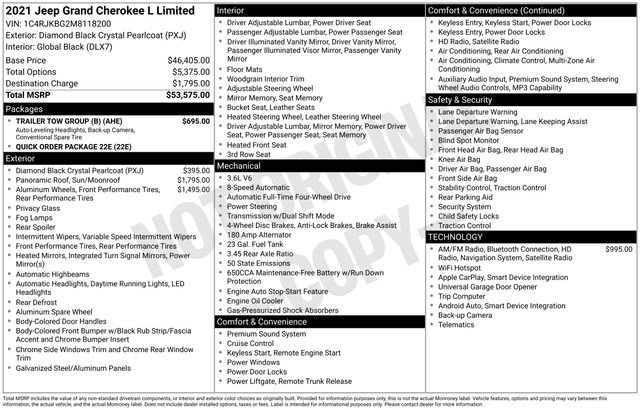 Used 2021 Jeep Grand Cherokee L Limited w/ Trailer Tow Group (B) image 40