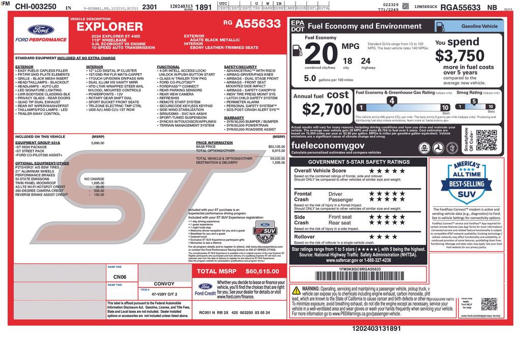Certified 2024 Ford Explorer ST w/ Equipment Group 401A image 29
