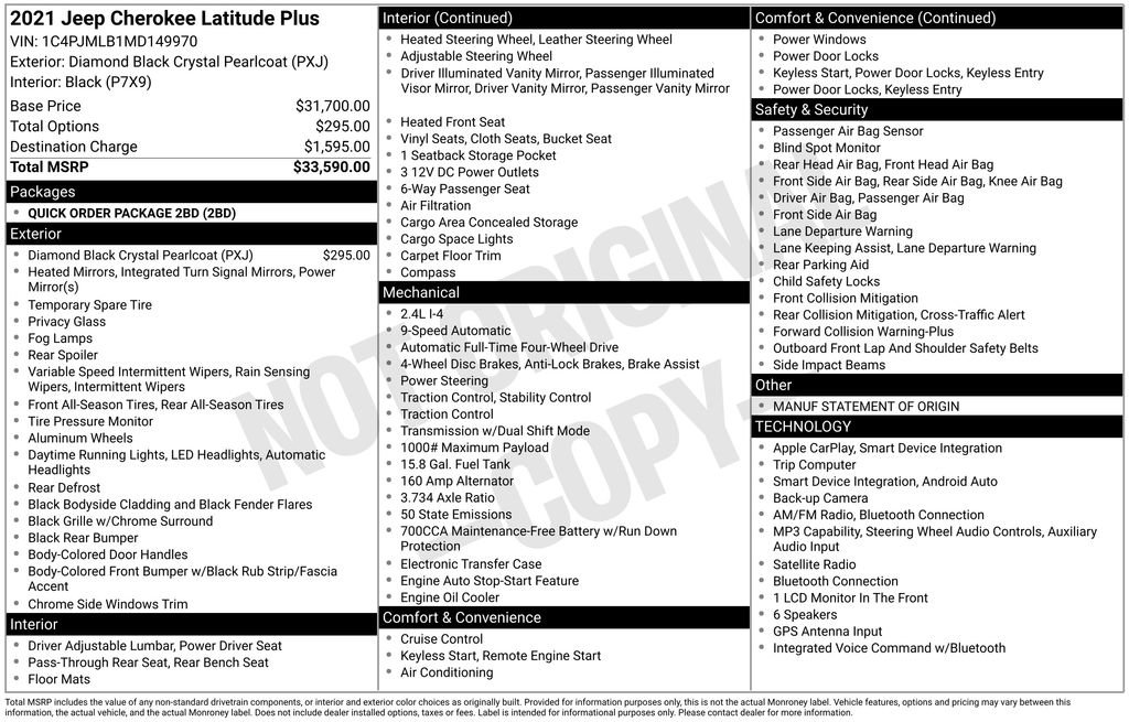 Used 2021 Jeep Cherokee Latitude Plus