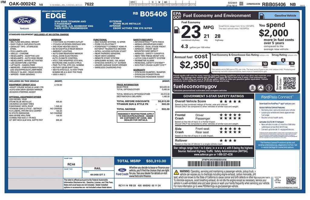 Certified 2024 Ford Edge Titanium w/ Equipment Group 301A AWD/4WD image 23