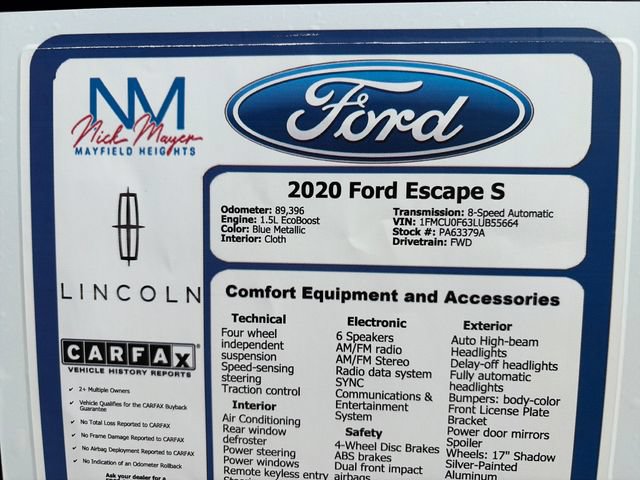 Certified 2020 Ford Escape S FWD image 36