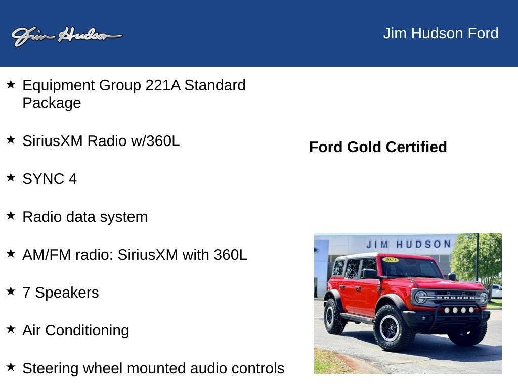 Certified 2023 Ford Bronco Big Bend w/ Sasquatch Package AWD/4WD image 12