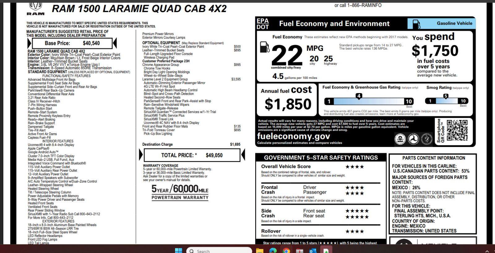 Used 2020 RAM 1500 Laramie RWD image 5