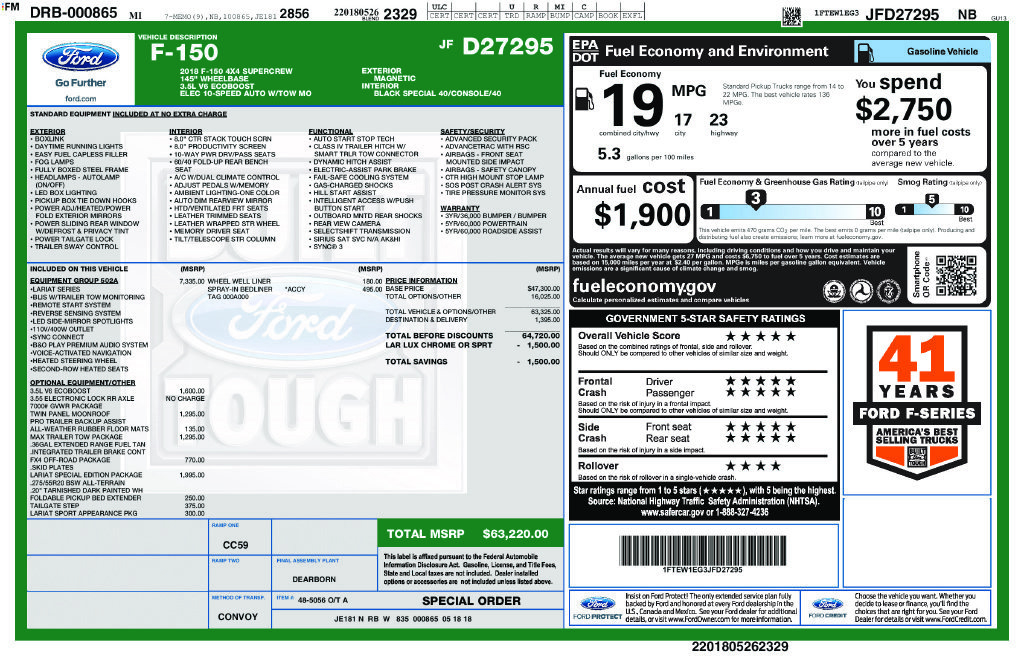 Certified 2018 Ford F150 Lariat w/ Equipment Group 502A Luxury AWD/4WD image 15