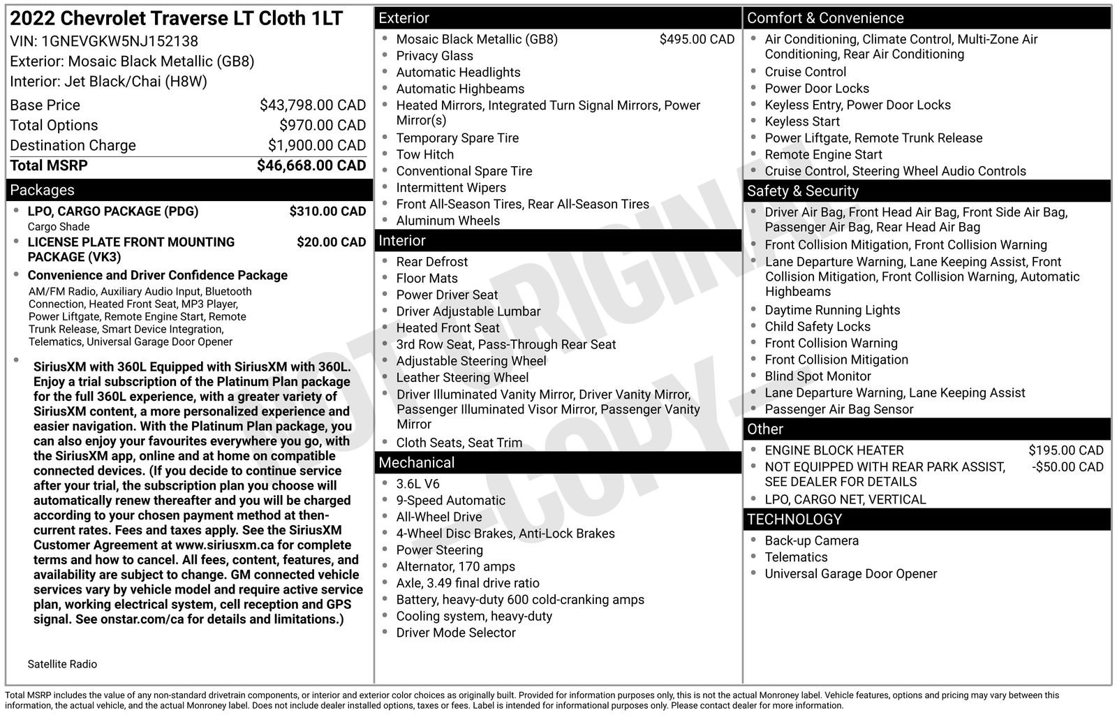 Used 2022 Chevrolet Traverse LT w/ LPO, Cargo Package image 4