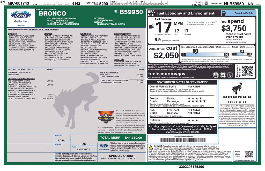 Certified 2022 Ford Bronco 4-Door w/ Sasquatch Package image 3