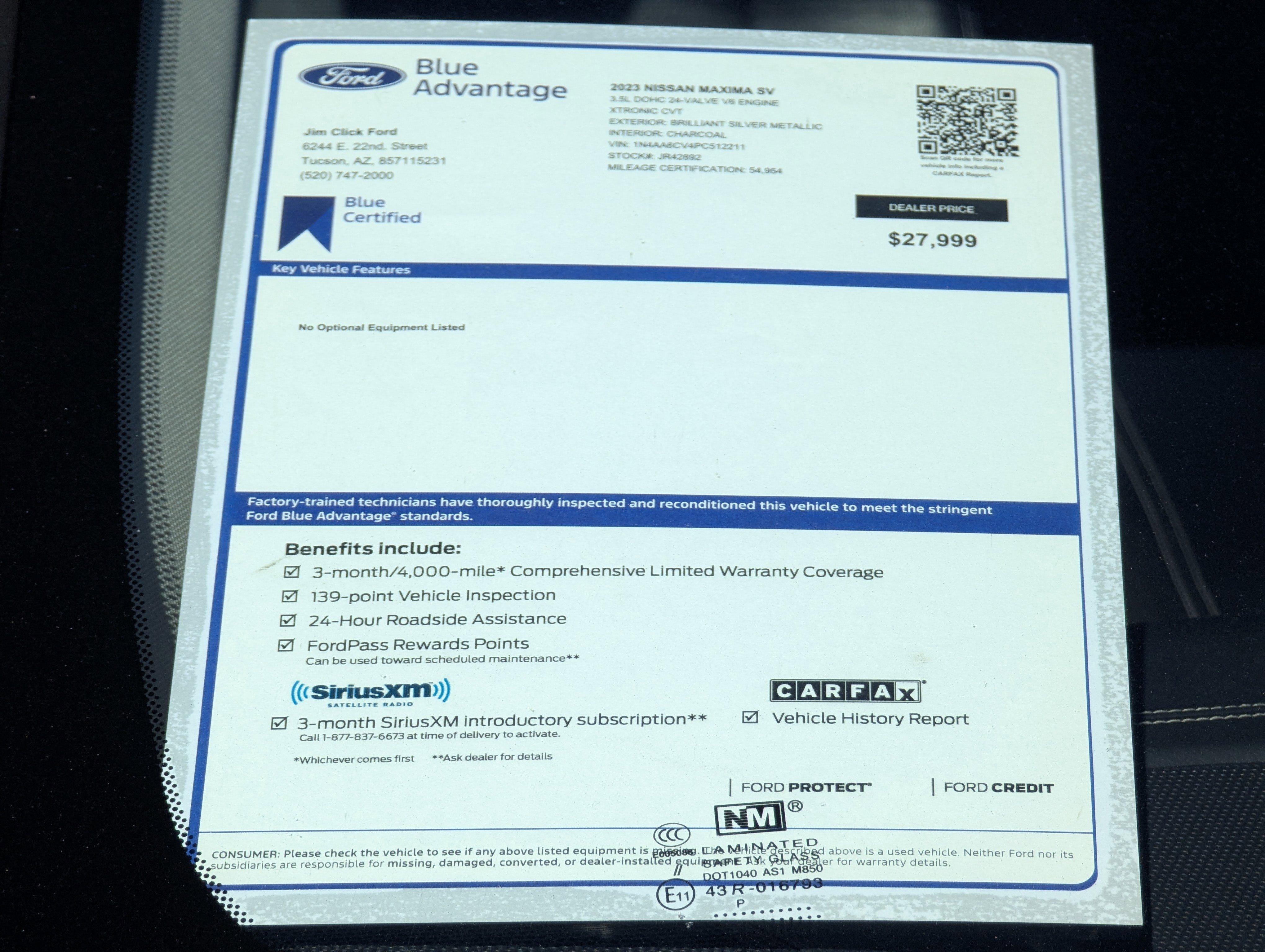 Used 2023 Nissan Maxima SV w/ Floor Mat Group image 13