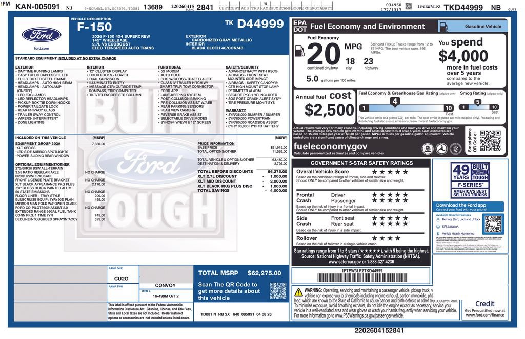 Certified 2026 Ford F150 XLT w/ Equipment Group 302A MID AWD/4WD image 20