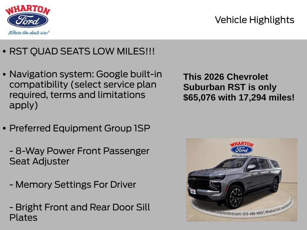 Used 2026 Chevrolet Suburban RST w/ Comfort Package RWD image 6