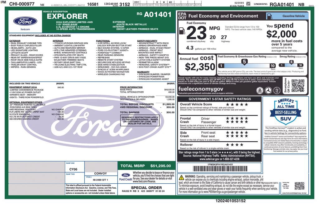 Certified 2024 Ford Explorer Limited w/ Equipment Group 301A AWD/4WD image 35