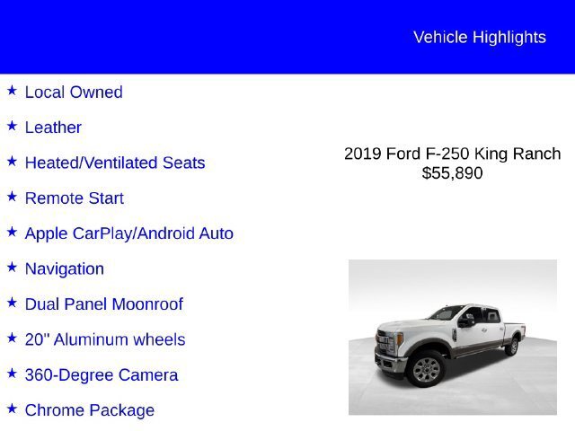 Certified 2019 Ford F250 King Ranch w/ King Ranch Ultimate Package AWD/4WD image 2