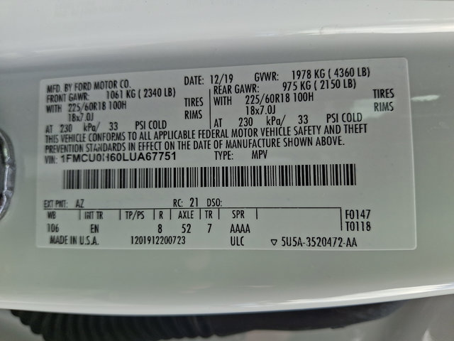 Certified 2020 Ford Escape SEL FWD image 27