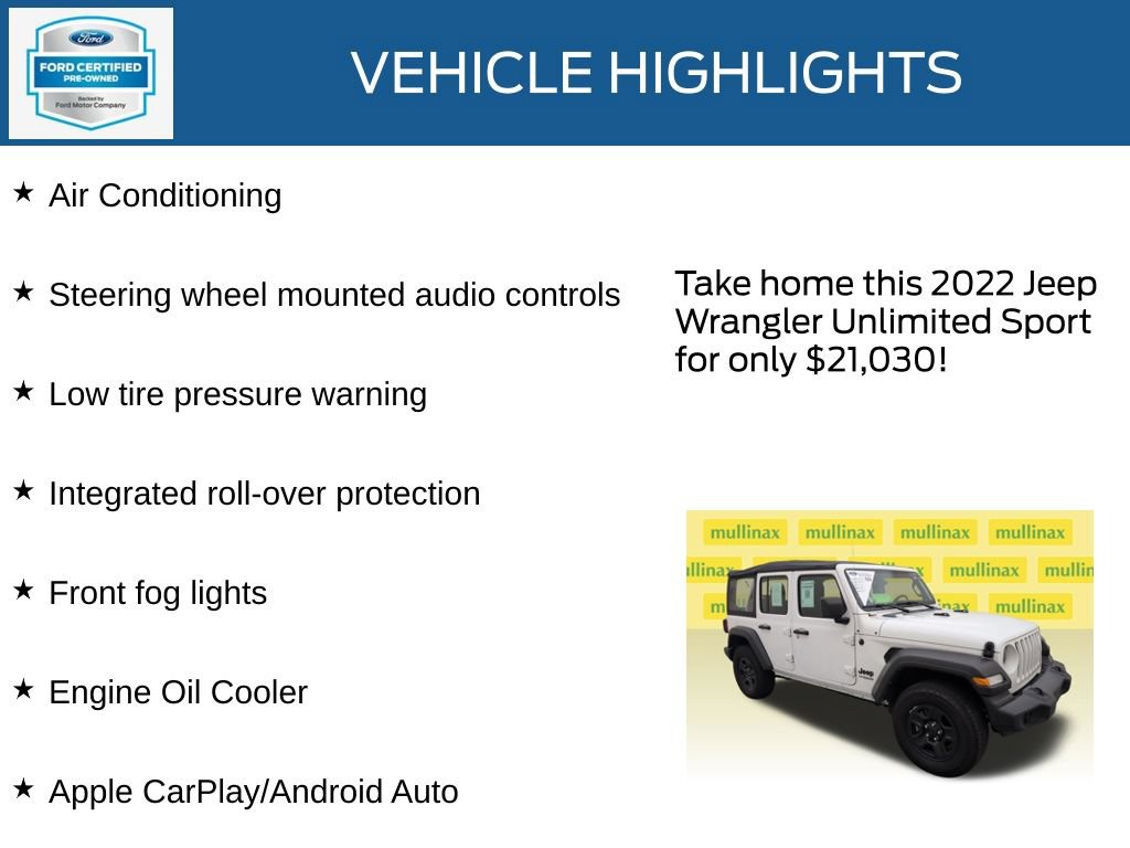 Used 2022 Jeep Wrangler Unlimited Sport AWD/4WD image 23