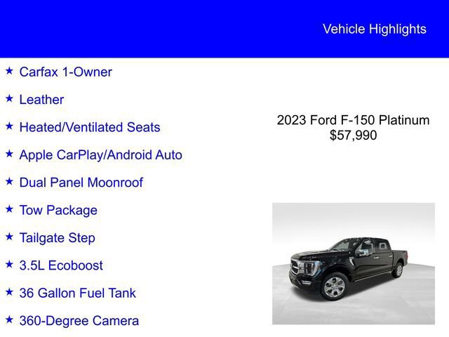 Certified 2023 Ford F150 Platinum w/ Equipment Group 701A High image 6