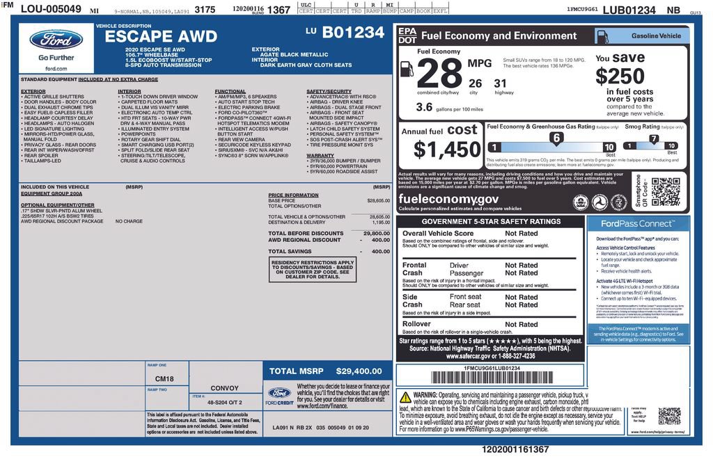 Certified 2020 Ford Escape SE AWD/4WD image 12