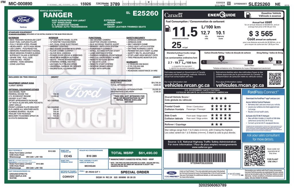 Certified 2025 Ford Ranger Lariat w/ Trailer Tow Package AWD/4WD image 20