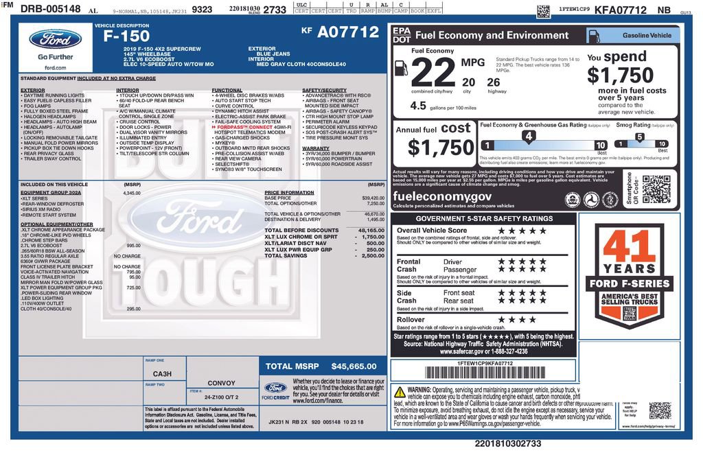 Certified 2019 Ford F150 XLT w/ Equipment Group 302A Luxury image 5