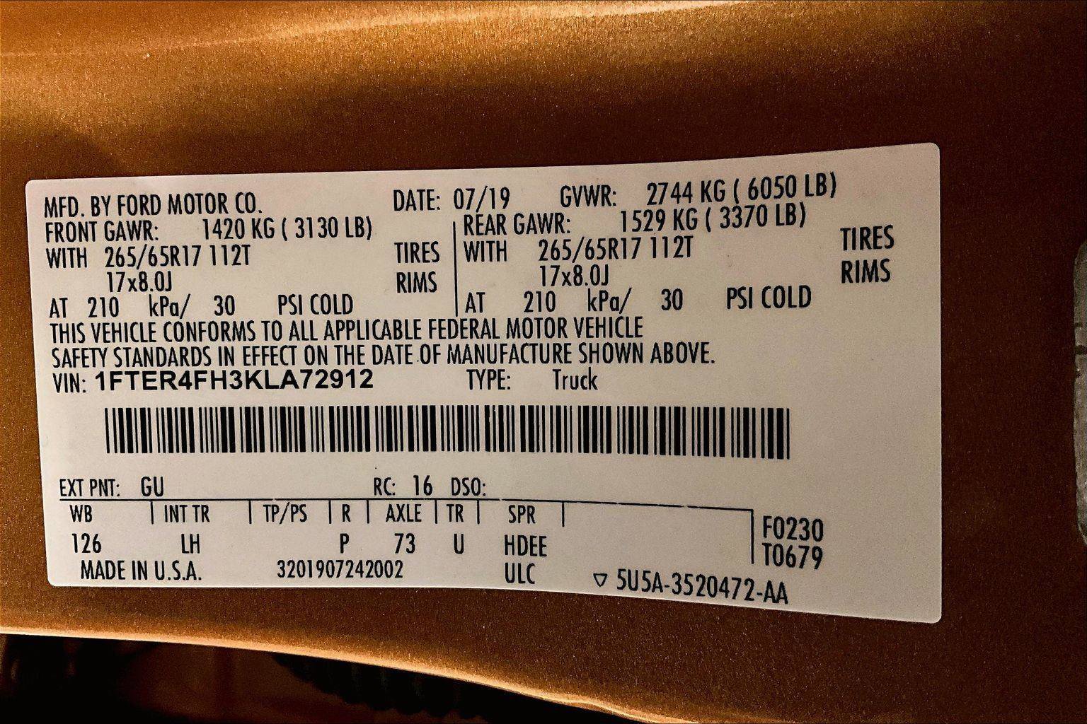 Certified 2019 Ford Ranger XLT w/ Equipment Group 302A Luxury image 33