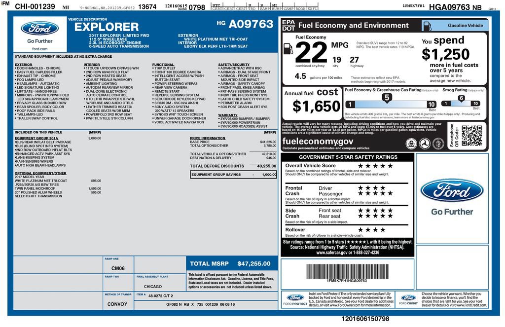 Certified 2017 Ford Explorer Limited w/ Equipment Group 301A FWD image 5