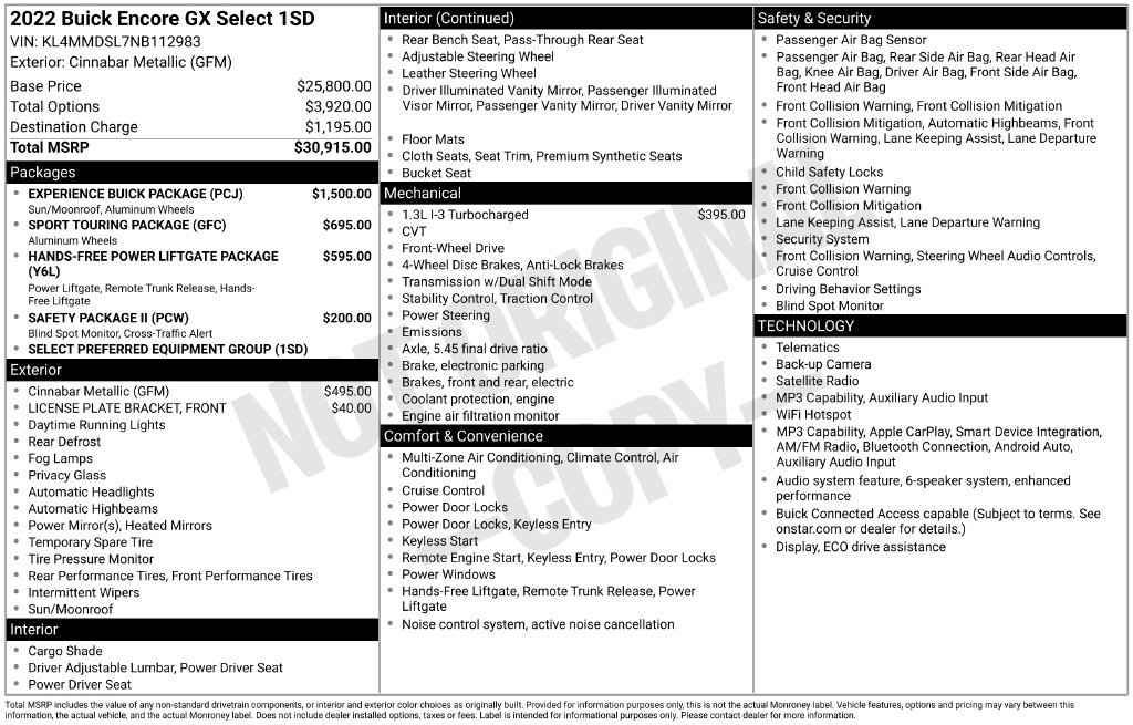 Used 2022 Buick Encore GX Select w/ Experience Buick Package FWD image 32