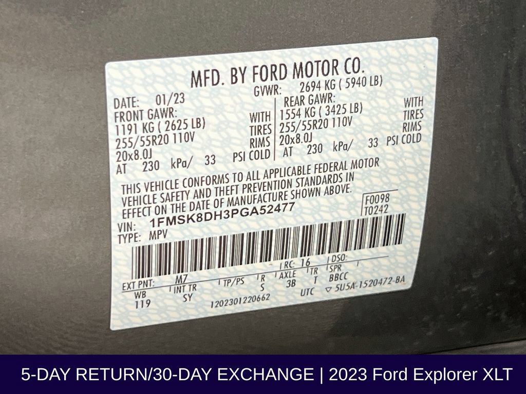 Certified 2023 Ford Explorer XLT w/ Equipment Group 202A AWD/4WD image 37