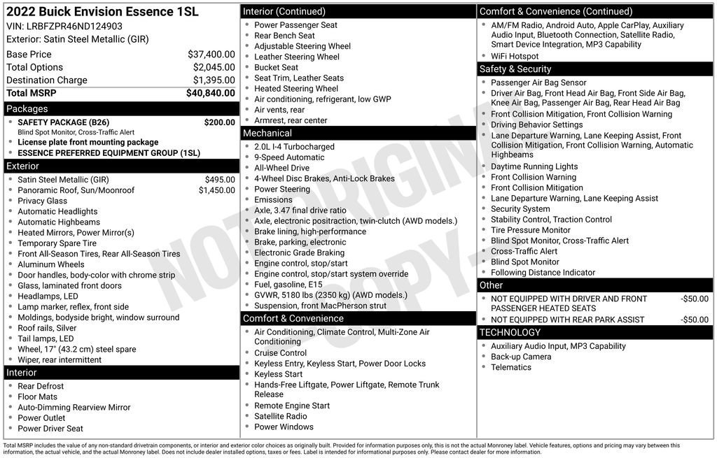 Used 2022 Buick Envision Essence w/ Safety Package image 34