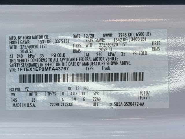Certified 2021 Ford F150 XL w/ Equipment Group 101A High AWD/4WD image 30