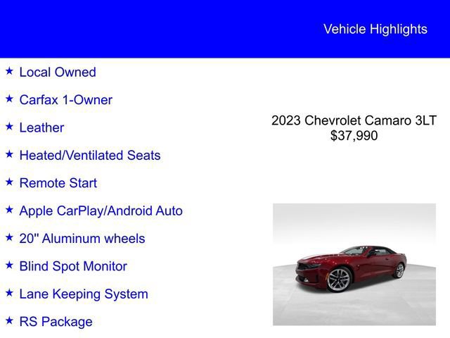 Used 2023 Chevrolet Camaro LT w/ RS Package image 7